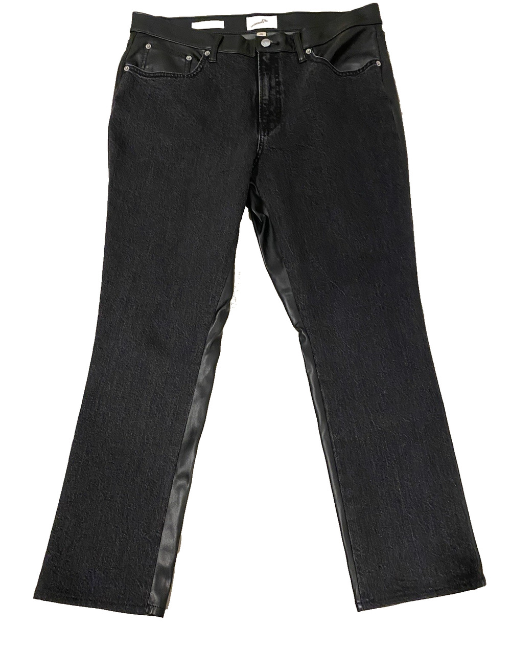 NWT Universal Thread Denim & Faux Leather Pants Size 14R Black Mid Rise 80s Slim